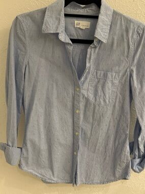 GAP Blue Glitter Button-Down Shirt